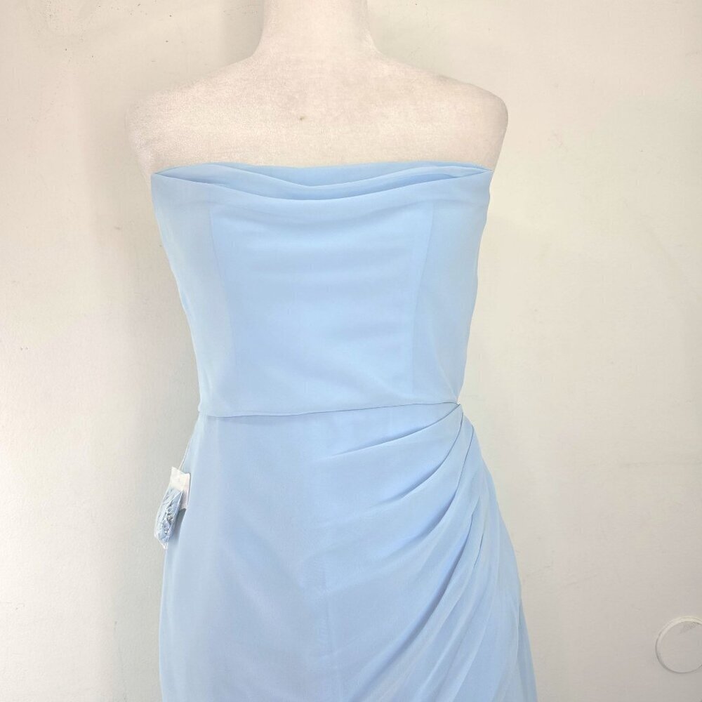 NWT Azazie Baby Blue Corset Sky LOng Gown Dress Women Size A4 - Picture 5 of 11